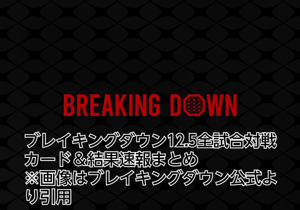 ブレイキングダウン12.5　全試合対戦カード＆結果速報まとめ