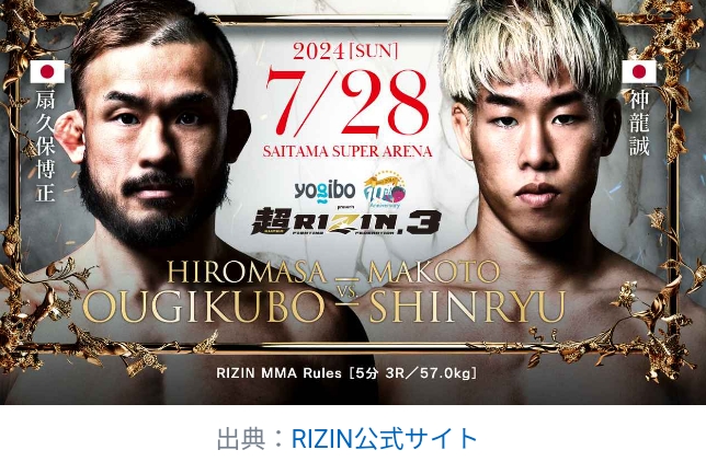 RIZIN　扇久保　神龍　対戦結果