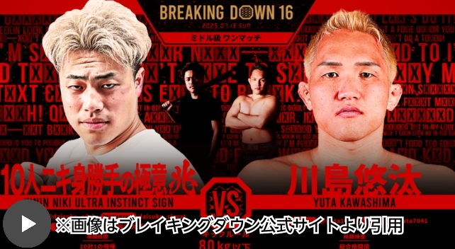 ブレイキングダウン16　全試合対戦カード　結果