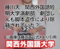藤川天　関西外国語短期大学　演劇部　盗作　除籍