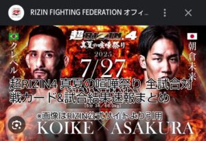 RIZIN 朝倉未来 クレベル 結果